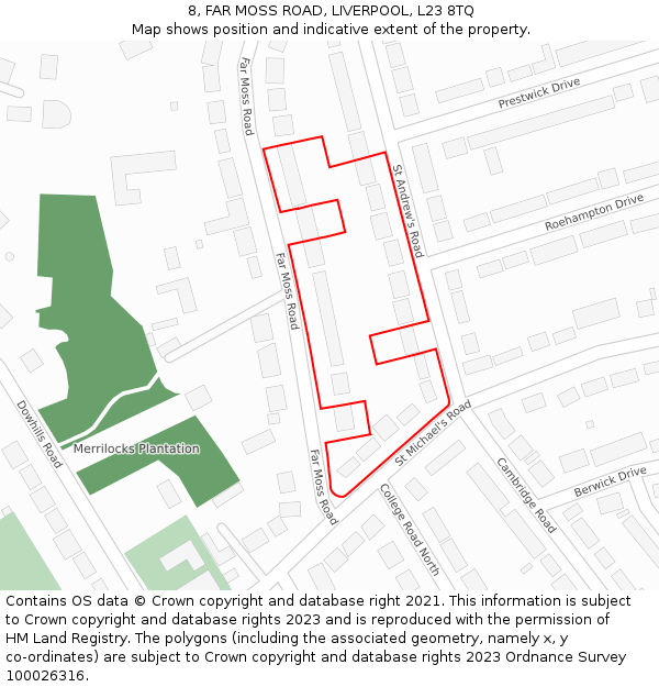 8, FAR MOSS ROAD, LIVERPOOL, L23 8TQ: Location map and indicative extent of plot