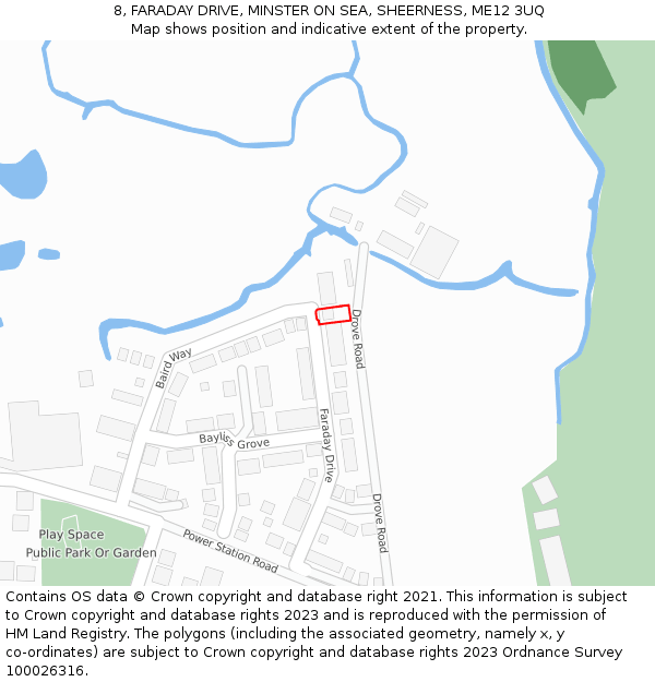 8, FARADAY DRIVE, MINSTER ON SEA, SHEERNESS, ME12 3UQ: Location map and indicative extent of plot