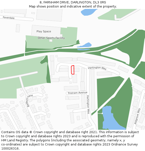 8, FARNHAM DRIVE, DARLINGTON, DL3 0RS: Location map and indicative extent of plot