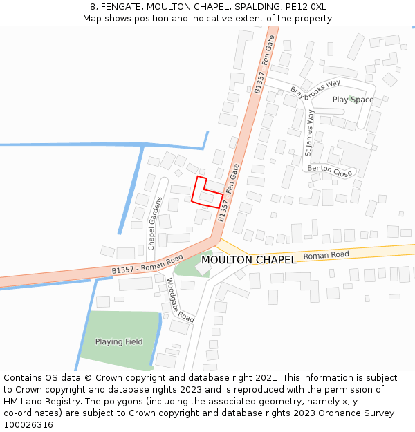 8, FENGATE, MOULTON CHAPEL, SPALDING, PE12 0XL: Location map and indicative extent of plot