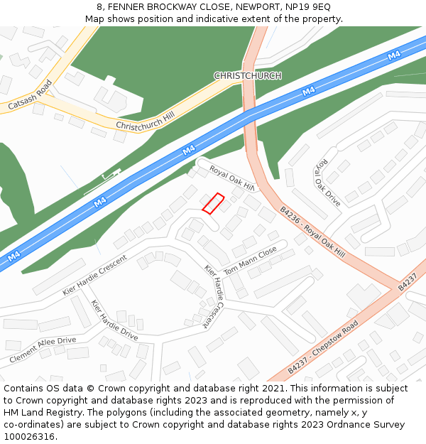 8, FENNER BROCKWAY CLOSE, NEWPORT, NP19 9EQ: Location map and indicative extent of plot