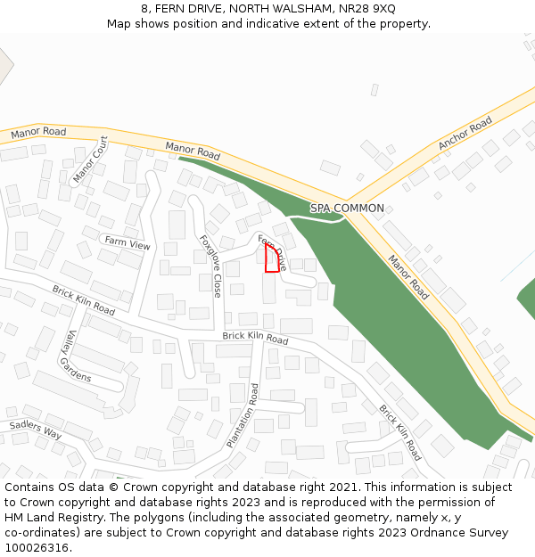 8, FERN DRIVE, NORTH WALSHAM, NR28 9XQ: Location map and indicative extent of plot