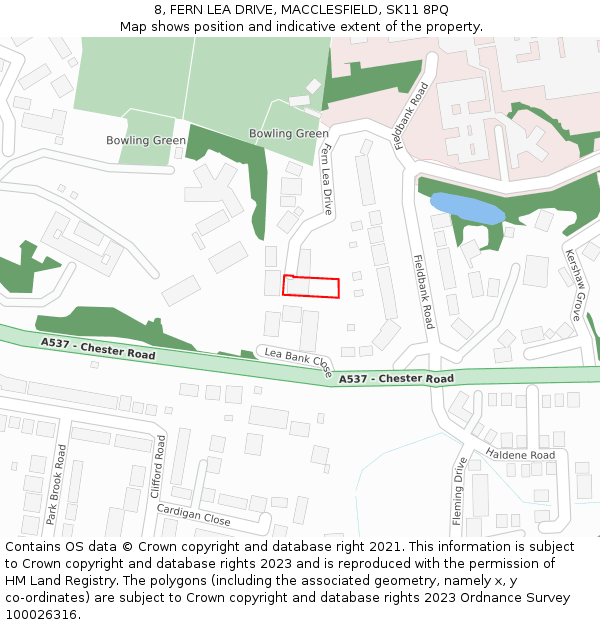 8, FERN LEA DRIVE, MACCLESFIELD, SK11 8PQ: Location map and indicative extent of plot