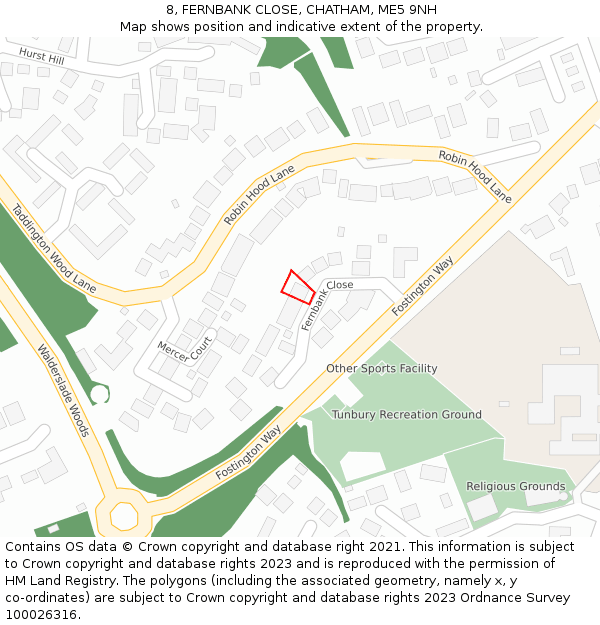 8, FERNBANK CLOSE, CHATHAM, ME5 9NH: Location map and indicative extent of plot