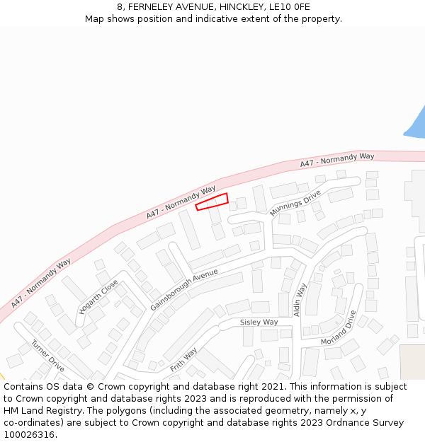 8, FERNELEY AVENUE, HINCKLEY, LE10 0FE: Location map and indicative extent of plot
