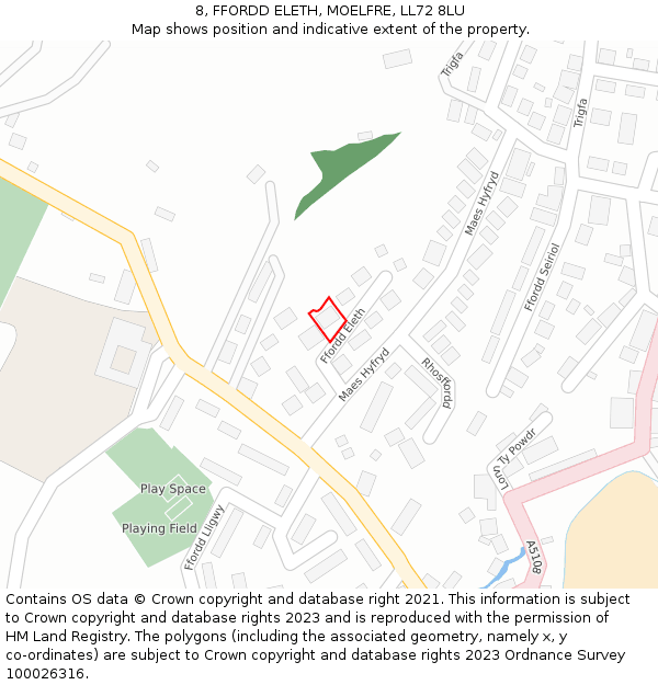 8, FFORDD ELETH, MOELFRE, LL72 8LU: Location map and indicative extent of plot