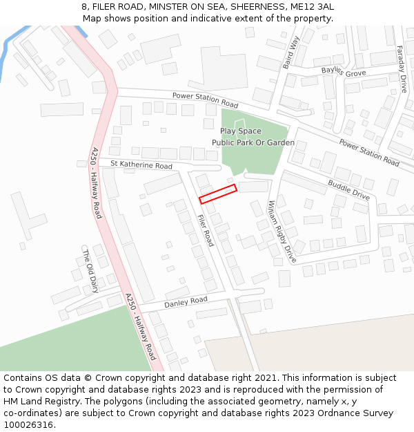 8, FILER ROAD, MINSTER ON SEA, SHEERNESS, ME12 3AL: Location map and indicative extent of plot