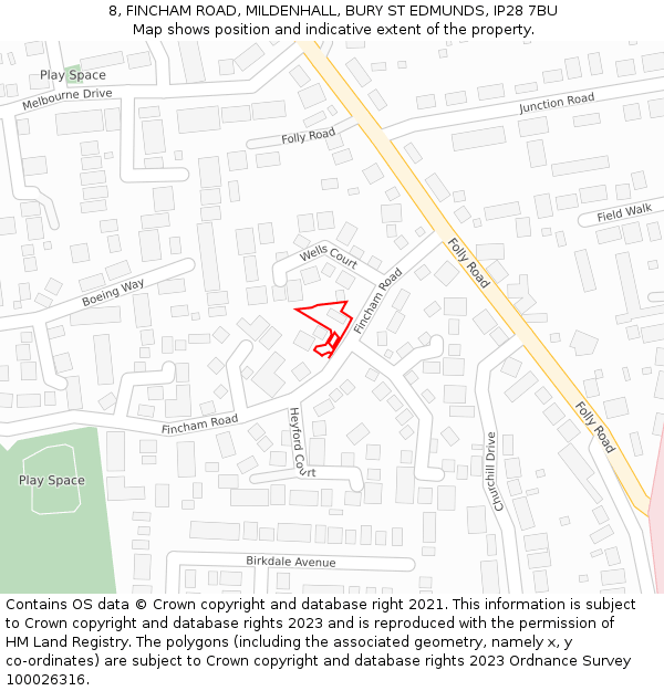 8, FINCHAM ROAD, MILDENHALL, BURY ST EDMUNDS, IP28 7BU: Location map and indicative extent of plot