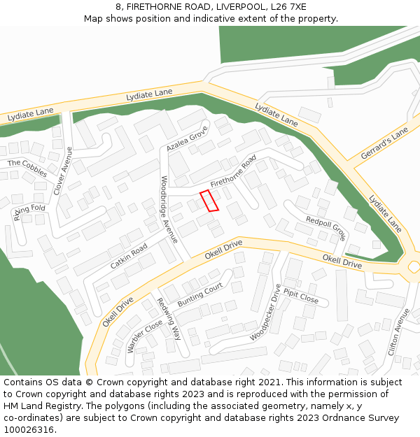 8, FIRETHORNE ROAD, LIVERPOOL, L26 7XE: Location map and indicative extent of plot