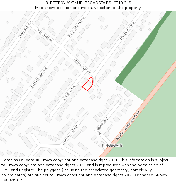 8, FITZROY AVENUE, BROADSTAIRS, CT10 3LS: Location map and indicative extent of plot