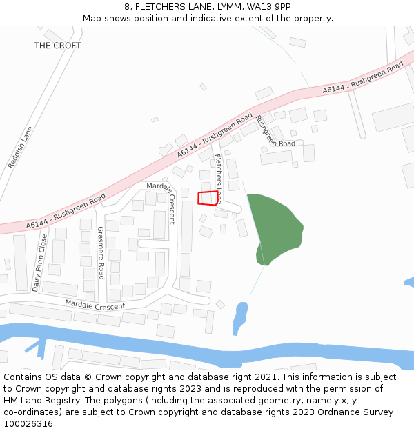 8, FLETCHERS LANE, LYMM, WA13 9PP: Location map and indicative extent of plot