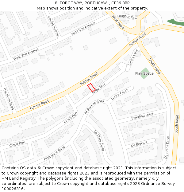 8, FORGE WAY, PORTHCAWL, CF36 3RP: Location map and indicative extent of plot