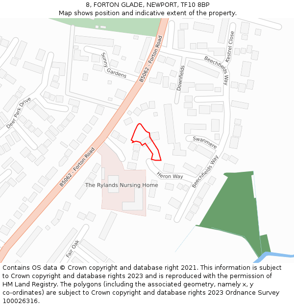 8, FORTON GLADE, NEWPORT, TF10 8BP: Location map and indicative extent of plot