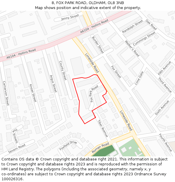 8, FOX PARK ROAD, OLDHAM, OL8 3NB: Location map and indicative extent of plot