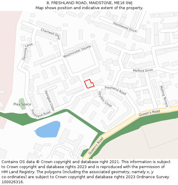 8, FRESHLAND ROAD, MAIDSTONE, ME16 0WJ: Location map and indicative extent of plot