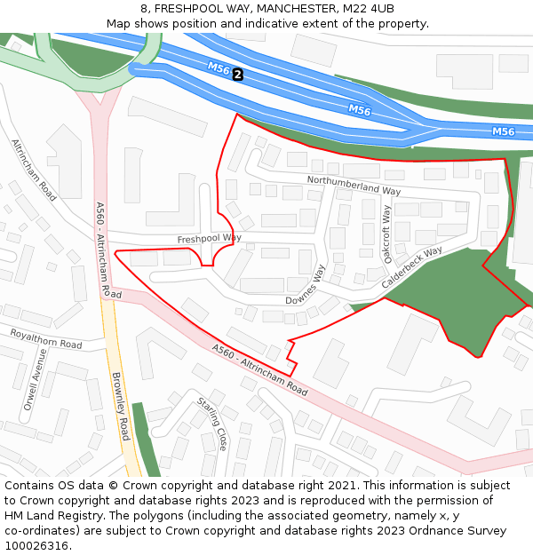 8, FRESHPOOL WAY, MANCHESTER, M22 4UB: Location map and indicative extent of plot