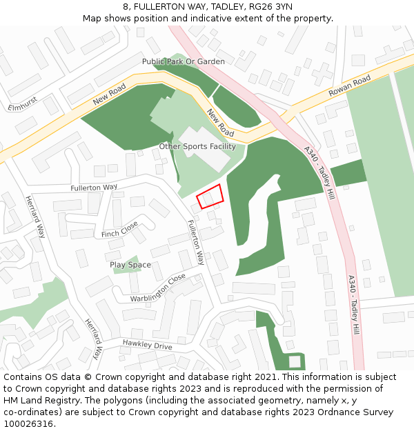 8, FULLERTON WAY, TADLEY, RG26 3YN: Location map and indicative extent of plot