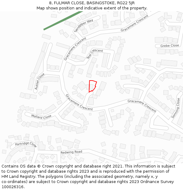 8, FULMAR CLOSE, BASINGSTOKE, RG22 5JR: Location map and indicative extent of plot