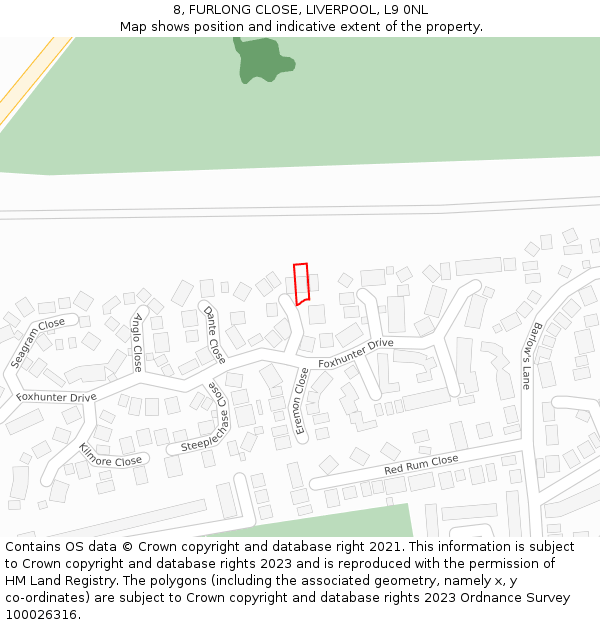 8, FURLONG CLOSE, LIVERPOOL, L9 0NL: Location map and indicative extent of plot