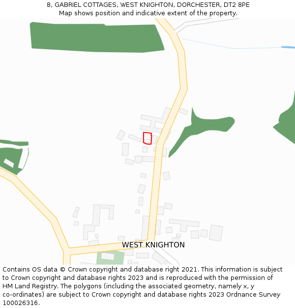 8, GABRIEL COTTAGES, WEST KNIGHTON, DORCHESTER, DT2 8PE: Location map and indicative extent of plot