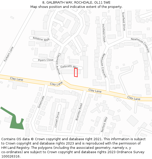 8, GALBRAITH WAY, ROCHDALE, OL11 5WE: Location map and indicative extent of plot