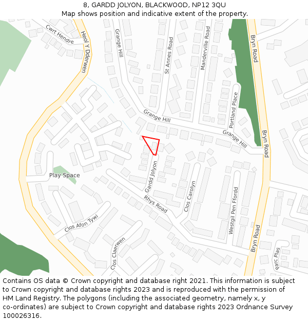 8, GARDD JOLYON, BLACKWOOD, NP12 3QU: Location map and indicative extent of plot