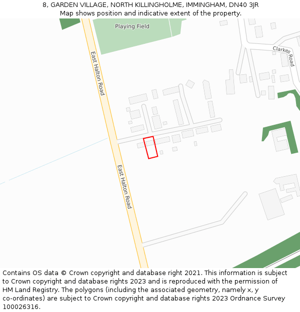8, GARDEN VILLAGE, NORTH KILLINGHOLME, IMMINGHAM, DN40 3JR: Location map and indicative extent of plot