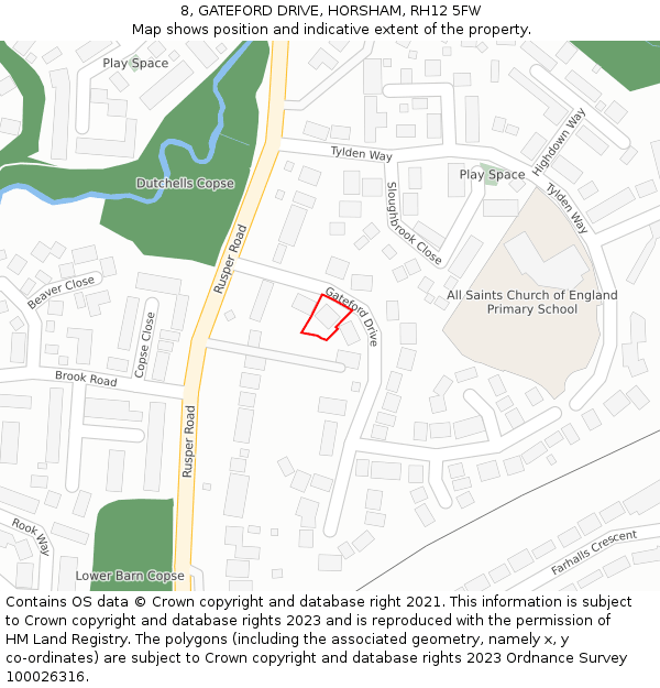 8, GATEFORD DRIVE, HORSHAM, RH12 5FW: Location map and indicative extent of plot