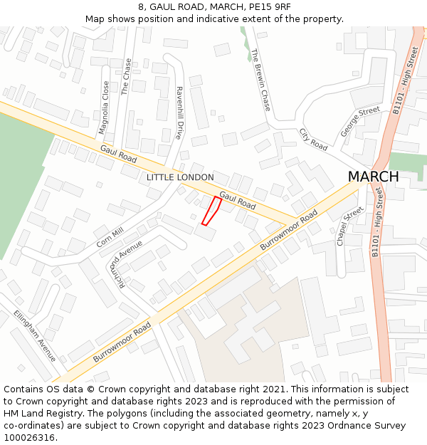 8, GAUL ROAD, MARCH, PE15 9RF: Location map and indicative extent of plot