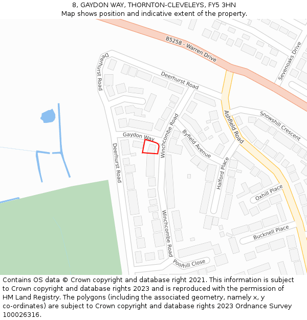 8, GAYDON WAY, THORNTON-CLEVELEYS, FY5 3HN: Location map and indicative extent of plot