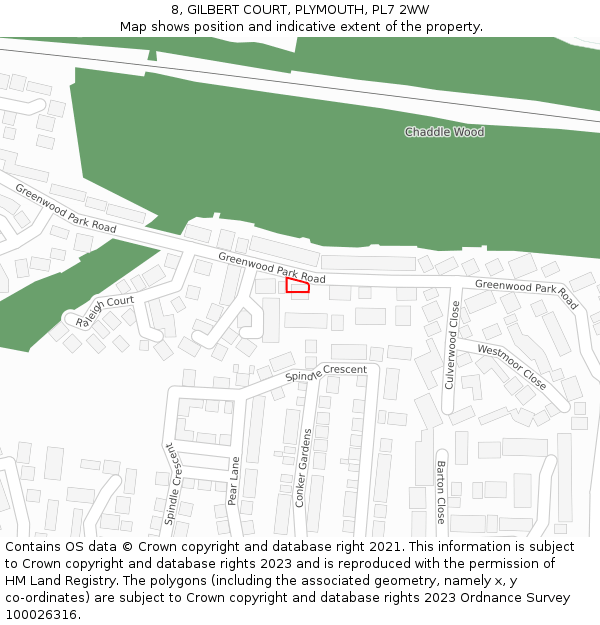 8, GILBERT COURT, PLYMOUTH, PL7 2WW: Location map and indicative extent of plot