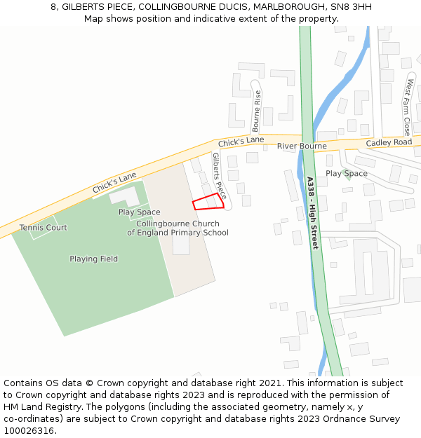 8, GILBERTS PIECE, COLLINGBOURNE DUCIS, MARLBOROUGH, SN8 3HH: Location map and indicative extent of plot