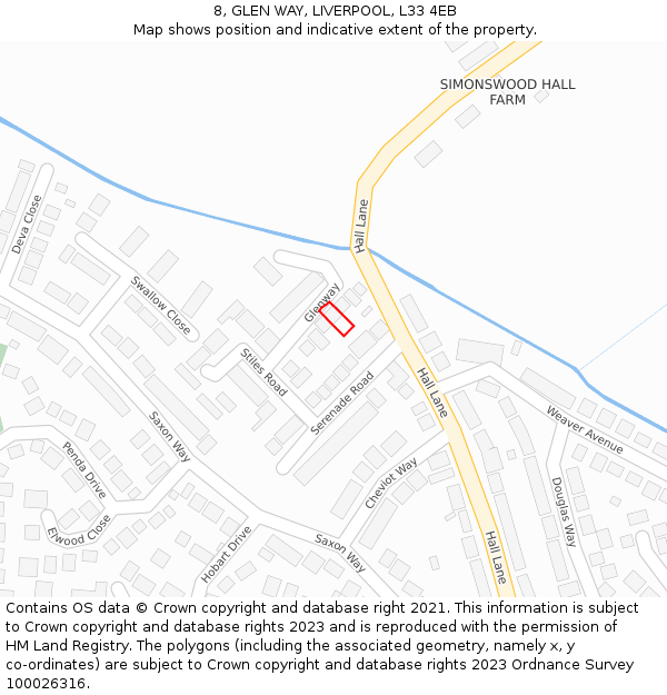 8, GLEN WAY, LIVERPOOL, L33 4EB: Location map and indicative extent of plot