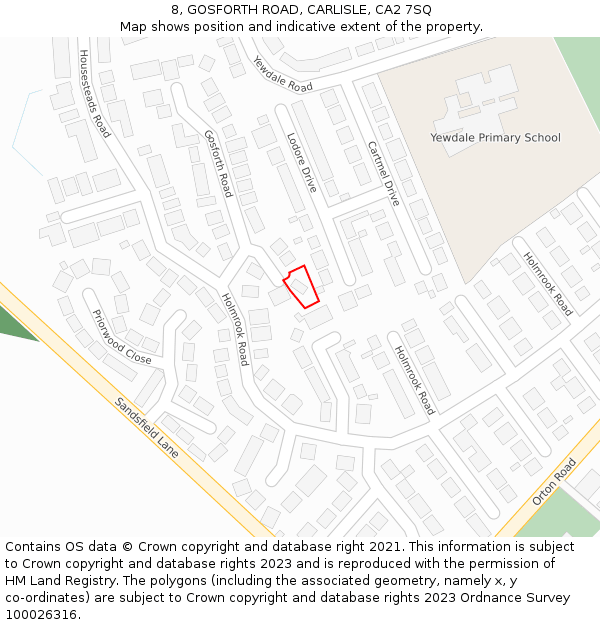 8, GOSFORTH ROAD, CARLISLE, CA2 7SQ: Location map and indicative extent of plot