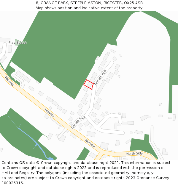 8, GRANGE PARK, STEEPLE ASTON, BICESTER, OX25 4SR: Location map and indicative extent of plot