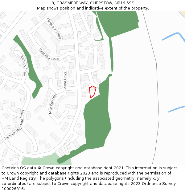 8, GRASMERE WAY, CHEPSTOW, NP16 5SS: Location map and indicative extent of plot