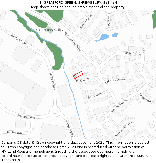 8, GREATFORD GREEN, SHREWSBURY, SY1 4YN: Location map and indicative extent of plot