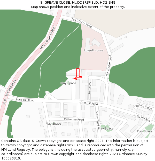 8, GREAVE CLOSE, HUDDERSFIELD, HD2 1NG: Location map and indicative extent of plot