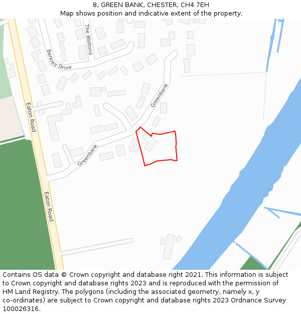 8, GREEN BANK, CHESTER, CH4 7EH: Location map and indicative extent of plot