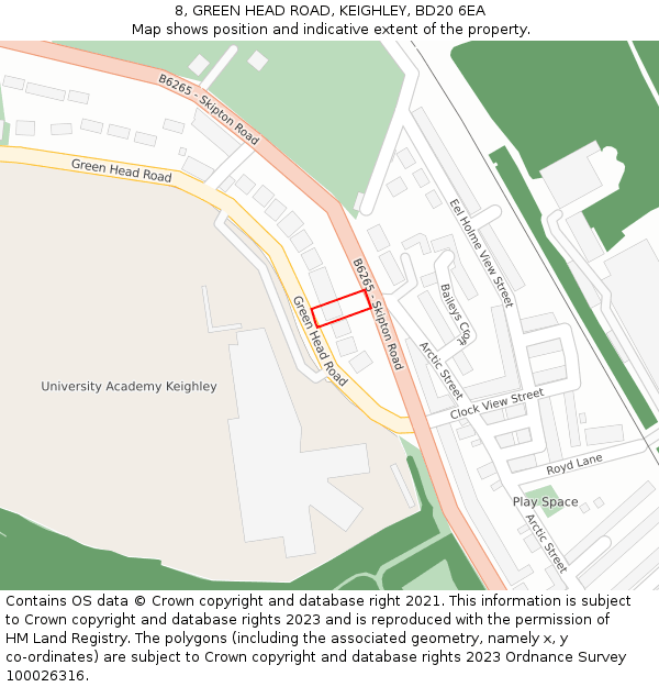 8, GREEN HEAD ROAD, KEIGHLEY, BD20 6EA: Location map and indicative extent of plot