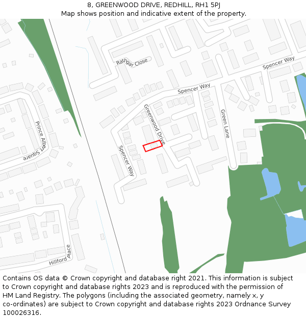8, GREENWOOD DRIVE, REDHILL, RH1 5PJ: Location map and indicative extent of plot