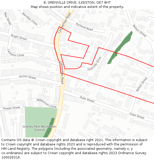 8, GRENVILLE DRIVE, ILKESTON, DE7 8HT: Location map and indicative extent of plot