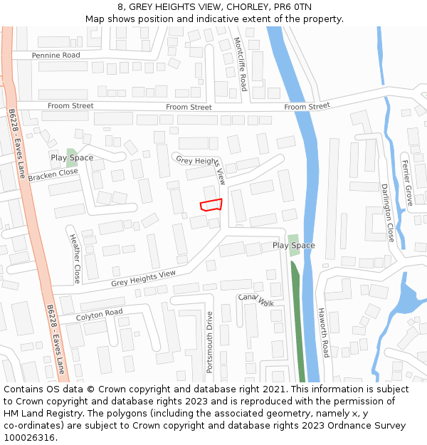 8, GREY HEIGHTS VIEW, CHORLEY, PR6 0TN: Location map and indicative extent of plot