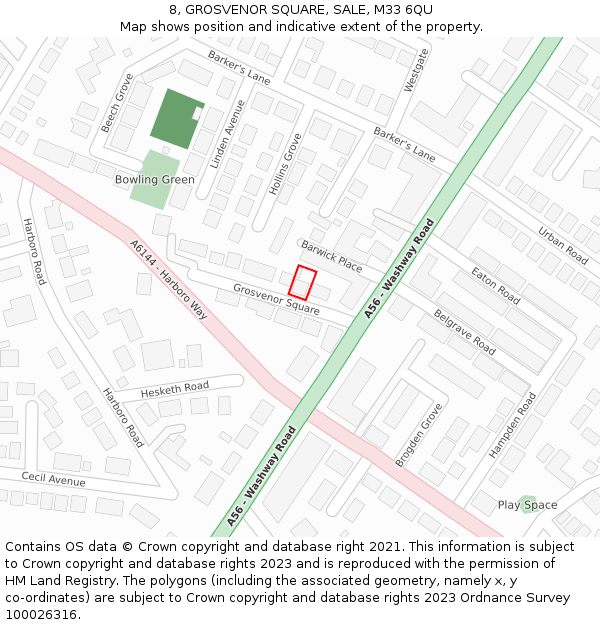 8, GROSVENOR SQUARE, SALE, M33 6QU: Location map and indicative extent of plot