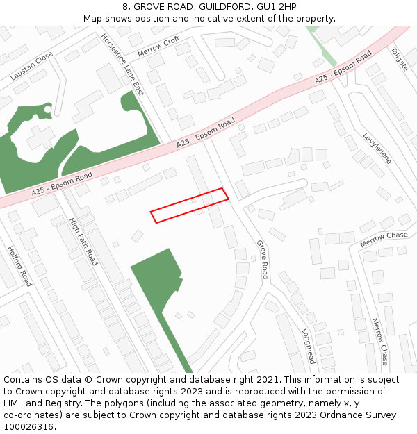 8, GROVE ROAD, GUILDFORD, GU1 2HP: Location map and indicative extent of plot