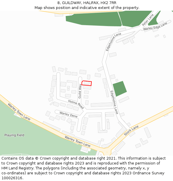 8, GUILDWAY, HALIFAX, HX2 7RR: Location map and indicative extent of plot