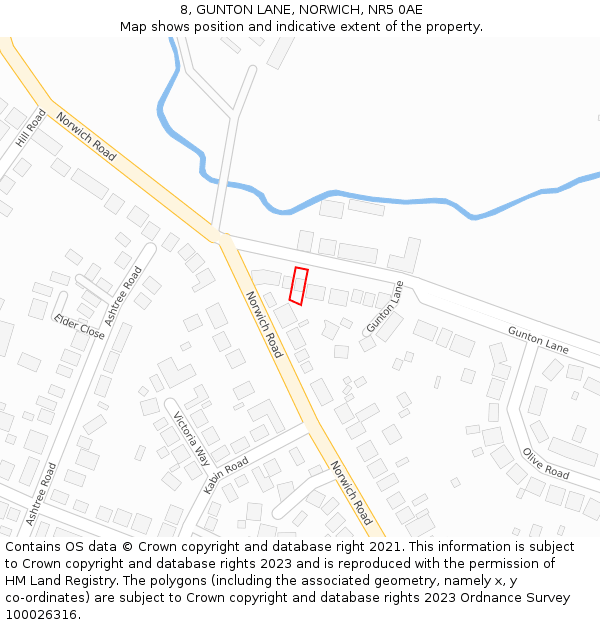 8, GUNTON LANE, NORWICH, NR5 0AE: Location map and indicative extent of plot