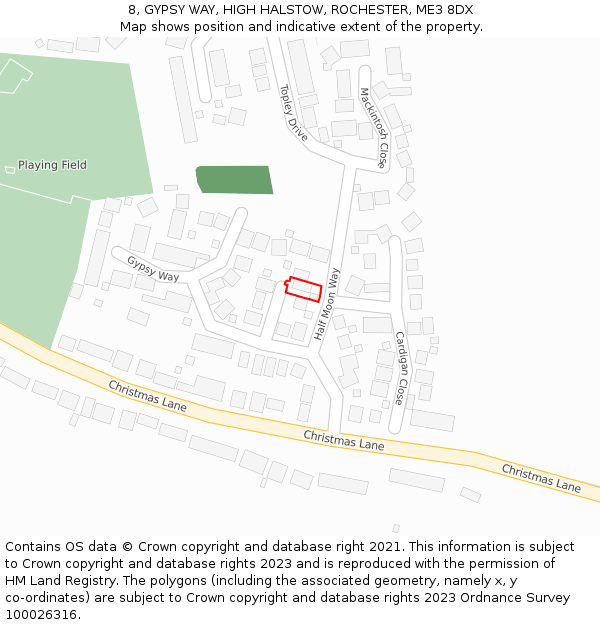 8, GYPSY WAY, HIGH HALSTOW, ROCHESTER, ME3 8DX: Location map and indicative extent of plot