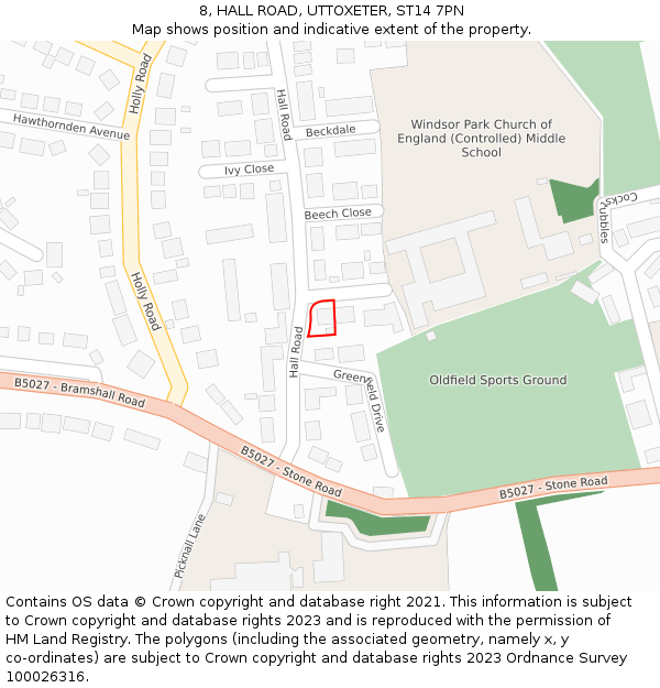 8, HALL ROAD, UTTOXETER, ST14 7PN: Location map and indicative extent of plot