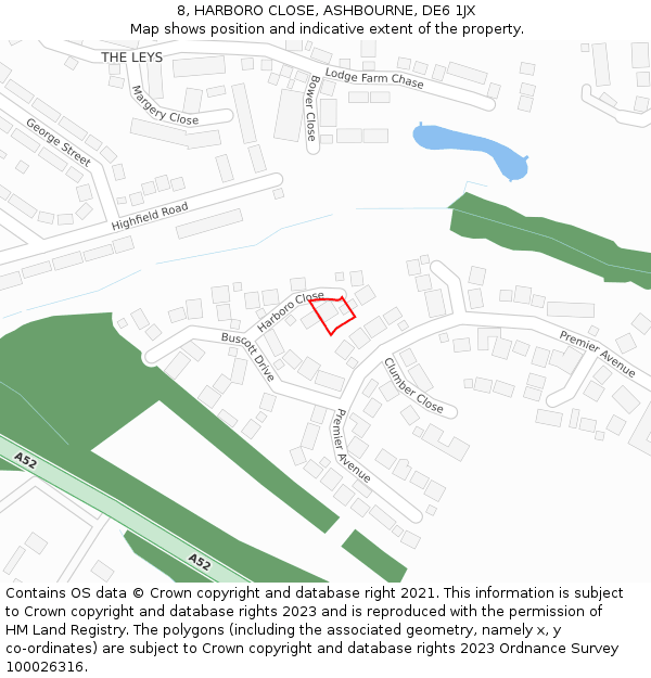 8, HARBORO CLOSE, ASHBOURNE, DE6 1JX: Location map and indicative extent of plot